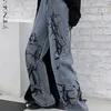 SHENGPALAE été mode Ins rue Hiphop impression lavage jean ample décontracté Denim large jambe pantalon femme 220815