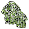 Męskie koszule męskie grzybowy druk letni krótki rękaw hawajski plażowy streetwear vintage luźne 2022 Modna odzież męska