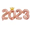 16inch 2023 Kroon Digitale Ballon Set Folie Nummer Afstuderen Decoraties Nieuwjaar Verjaardag Bruiloft Festival Feestartikelen MJ0705