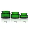 Зеленый стеклянный банку косметический бальзам для губ Бальзам для губ Бальс бутылки круглые пробирки с внутренними PP Liners 20G 30G 50G косметика