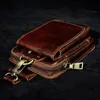 Waist Bags Men Genuine Leather Fanny Pack Cell Phone Cigarette Key Case Coin Purse Pouch Hip Bum Belt Hook BagWaist BagsWaist