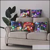 Caixa de travesseiro suprimentos de cama para casa Têxteis de Natal Decorações de luz LED LED para Papai Noel Papai Noel Impresso Super Soft Plush Cushion ER 45x4