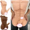 Weibliche Silikon-Sexpuppe, realistisch, TPE, männlich, schwarz, 3D-Torso, langer Penis, halblang, mit großem Dildo und Spielzeug