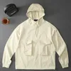 Hayalet Parça Smock Anorak Naylon Hoodies kol bandı logo erkekleri ceket rahat açık ceket siyah beden m-xxl