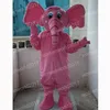 Costume de mascotte d'éléphant rose d'Halloween, tenue de personnage de dessin animé de qualité supérieure, tenue unisexe pour adultes, robe fantaisie de carnaval de noël