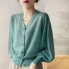 Women's Blouses & Shirts Cardigan Women Thin Sun-proof Summer Knitted Casual Solid Single Breasted Sheer Vacation Mujer Clothes Ropa Tempera