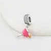 925 Siver pärlor charm för charmarmband designer för kvinnor fin rosa ny silver 925 charms hjärta flamingo cake dingle