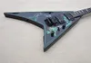 Factory Custom Flying V-förmige schwarze E-Gitarre mit Palisander-Griffbrett, schwarzer Hardware, Double Rock Bridge, kann individuell angepasst werden