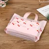 Geschenkwikkeling Pink Proze plastic opbergzak met handvat rood kersenpatroon dikke boodschappentassen kleding verpakking 33x25x6cmgift