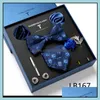 Bow Ties Fashion Accessories Factory Sale Brand 100% Silk Woven Tie Pocket Squares Cufflink Set Nathtie Box Mans Sliver Paisley Lovers Day D