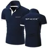 Polo da uomo SpaceX Space X Logo 2022 Qualità da uomo Tinta unita Camicie Pantaloncini di cotone Manica Casual Alla moda Estate Risvolto TopUomo