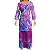 レッドファッションvneck puletasi polynesian samoan伝統的な服カスタム女性カップルドレススリー四半期スリーブptaha7028167
