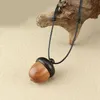 Smoking Natural Wood Acorn Shape Dry Herb Tobacco Spice Miller Storage Box Pendant Portable Necklace Hang Rope Stash Case Snuff Snorter Sniffer Cigarette Holder