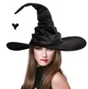 Fashion Halloween enrugou o chapéu de bruxa de bruxa chapéu de bruxa preto oxford pano chapéu de bruxa maquiagem de maquiagem
