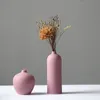 Vases Nordic Ceramic Pastoral Style Pink Frosted Plant Ware Home Decor Dried Flowers Art Living Room Tabletop Decoration