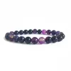 Beaded Strands Natural Purple Amethysts Agates Chalcedony Stone Pärlor Armbandsmycken för kvinnor män femme Homme Gem Gift Lars22