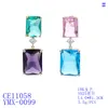 다수의 샹들리에 등급 입방체 지르콘 CZ Square Earrings Crystals Drop Earring for Bride 여자 생일 파티 보석 CE11058dangle