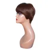 Short Bob Wavy Wig With Bangs Full Machine Made No Lace Wigs For Women Brazilian Remy Straight Human Hair Pixie Cut Wig4257135