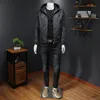 2023 Spring and Autumn New Striped Print Hooded Jacket Men's Trend Casual Slim Coat Versatile Fashion Top S-5XL
