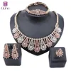 Dubai Gold Color Crystal S Jewelry Sets Nigerian Wedding Necklace Jewellry Set Whole Bracelet Earring Ring Set3433592