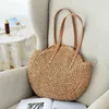 Evening Bags Summer Round Straw Women Designer Handbags Bohemian Woven Big Rattan Beach for Travel Shoulder Tote 2022 220507