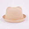 Fashion Lovely Girls Boys Straw Hats Hats Summer Kids Sun Hat Cute Ear Solid Foppy Beach Cap dla dzieci 220513