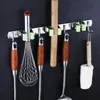 Hooks & Rails Wall Mounted Broom Mop Holder Stainless Steel Hanger 3 Racks 4 Heavy Duty Storage Organizer Kitchen Bathroom