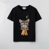 2022-Donna Paillettes T-shirt Ragazze Cartoon Cat Stampa Top Donna Casual T-shirt da esterno Moda giovanile Abbigliamento Moda Tee Shirts