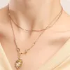 Colar de pingente de moeda geométrica multicamada vintage para mulheres cor ouro moda torcida pérola fina cadeia pescoço jóias