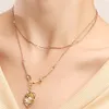 Vintage multicouche géométrique pièce pendentif collier pour femmes couleur or mode torsadé perle mince chaîne cou bijoux