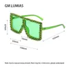 نظارات شمسية نسائية كبيرة الحجم مربعة من الألماس للرجال موضة حجر الراين نظارات شمسية ليدي ديزاينر نظارات UV400 للجنسين