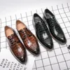 Oxford Shoes Buty buty pu solidny kolor koronkowy swobodny moda okrągła klasy klasyczny trend Brock Hollow rzeźbia prosta dziki styl brytyjski HM405
