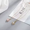 High Quality Geometric Stainless Steel Pendant Pearl Necklace INS Style Jewelry