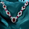 Zincirler Vintage Ruby Elmas Kolye% 100 Gerçek 925 STERLING Silver Party Düğün Kolye Kadınlar Gelin Nişan Mücevheratlar