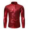 Men039s Tshirts Srebrne metaliczne cekiny Glitter Shirt Stage Patchwork Dance Luksusowa sukienka Mężczyzna Modka Disco Party H3476759