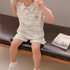 Bébé garçon fille ensemble de vêtements chemise à carreaux + Shorts coton été infantile enfant en bas âge ensemble de vêtements tenue à manches courtes 1-5Y 220425