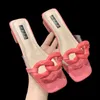 Slippers Summer Ladies PVC Transparent talons hauts Peep Te Clear Crystal Slides Mules Sandales féminines Chaussures Dailyslippers