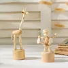 Cartoon wooden artwork movable puppet desktop figurine Ornaments clown horse giraffe dog statue crafts toy gifts home decoration 220426