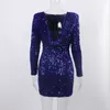 Casual Dresses Women Fashion Solid Backless Waist Bodycon Bag Hip Dress Elegant Chic Shiny Sequins Party Dres 220824