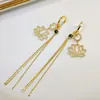 Hoop Lotus Tassel Earrings with Packaging Box Fashion Long Earring Natural Flower Shape Girls Ornaments Christmas Gifts