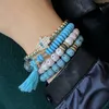 Charm Bracelets Étnico Multi Layer Bracelet Vintage Resin Beads Palm Tassel Set Boho Fashion Joias Presentes FemininosCharme