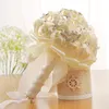 Decorative Flowers & Wreaths PE Rose Ribbon Hand Flower Bridal Wedding Bridesmaid Rhinestones Elegant Bouquet Party Church Layout Supplies H