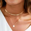 Pendant Necklaces Fashion Boho Multilayer Necklace Simple Coin Layered Choker For Women Round Charm Collares Cortos MujerPendant Godl22