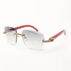 Blue Bouquet diamonds sunglasses 3524014 with red wooden legs and 58 mm cut lenses