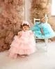 Sky Blue Flower Girl Dresses Floor Length Ruffle Sleeve Floral Little Girl Wedding Dress Communion Pageant Birthday Gowns