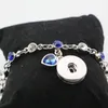 Bangle White Blue Romantic Heart Crystal Armband Bangles Rhinestone Handkedja Fit 18mm Metal Snap Button Charm EBR0281 INTE22