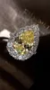 Fede nuziale con diamante grande a forma di goccia gialla Anelli da donna di design Gli amanti del matrimonio regalano gioielli di fidanzamento con scatola6600622