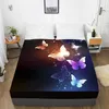 3d HD Impressão digital Folha de cama personalizada com lenha elástica Twin Kingblack Butterfly Beddly Bedding Cover 150x200 201113