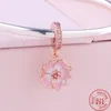 925 sterling silver dingle charm ihåliga rosa blommor blå fjäril hängspärlor pärla passform pandora charms armband diy smycken tillbehör