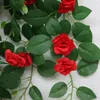 Decorative Flowers & Wreaths 88cm Artificial Rose Vine Fake Flower Rattan DIY Decoration Indoor Living Room Wall Hanging Plastic Baske